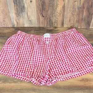 Lomon Women's High Waist Red Checkered Shorts XXL           W179